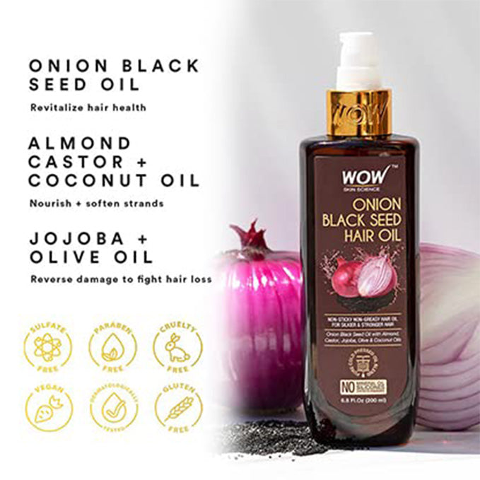 Wow Skin Science Onion Black Seed Hair Oil For Silkier & Stronger Hair (150 Ml)-3
