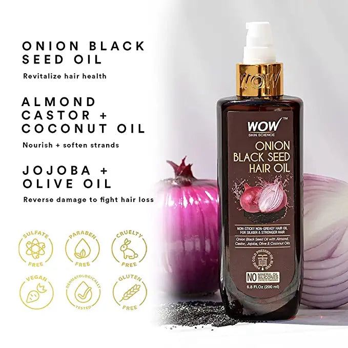 Wow Skin Science Onion Black Seed Hair Oil For Silkier & Stronger Hair (200 Ml)-2