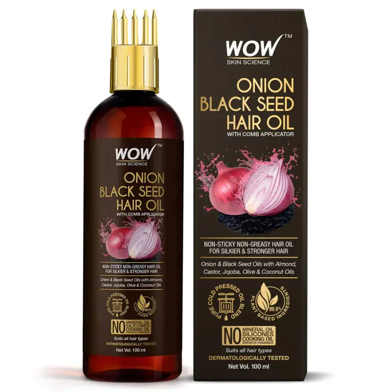 Wow Skin Science Onion Black Seed Hair Oil With Comb Applicator (100 Ml)
