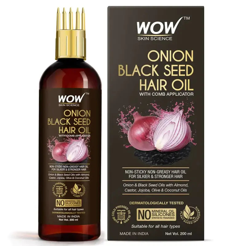 Wow Skin Science Onion Black Seed Hair Oil With Comb Applicator (200 Ml)