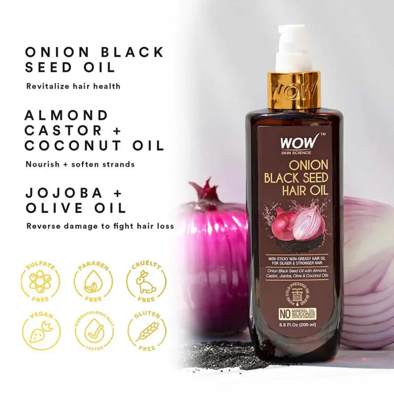 Wow Skin Science Onion Black Seed Hair Oil With Comb Applicator (200 Ml)-2