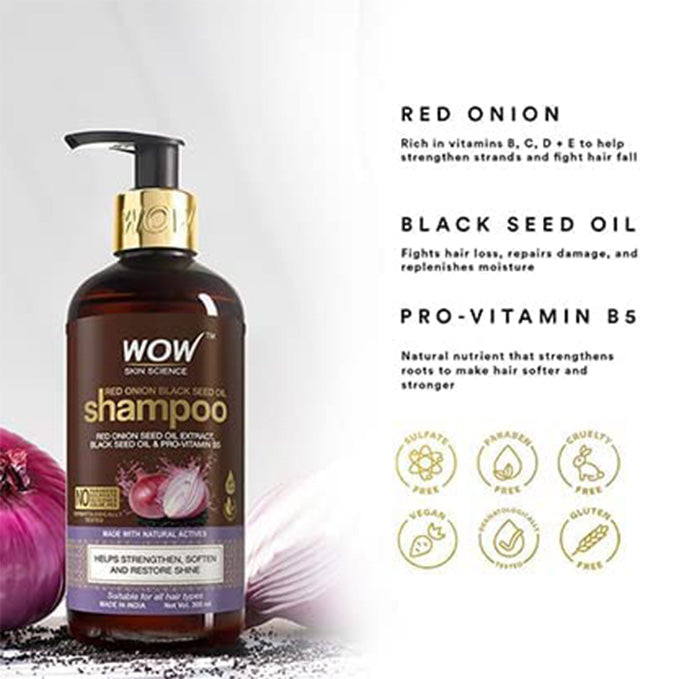 Wow Skin Science Red Onion Black Seed Oil Shampoo (250 Ml)-3