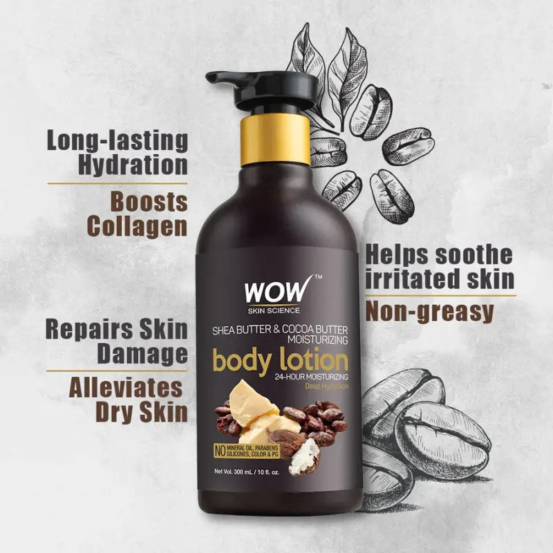 Wow Skin Science Shea Butter & Cocoa Butter Moisturizing Body Lotion (400 Ml)-3