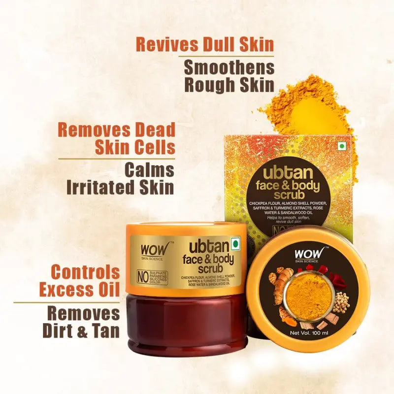 Wow Skin Science Ubtan Face & Body Scrub For Tan Removal & Glowing Skin (200 Ml)-2