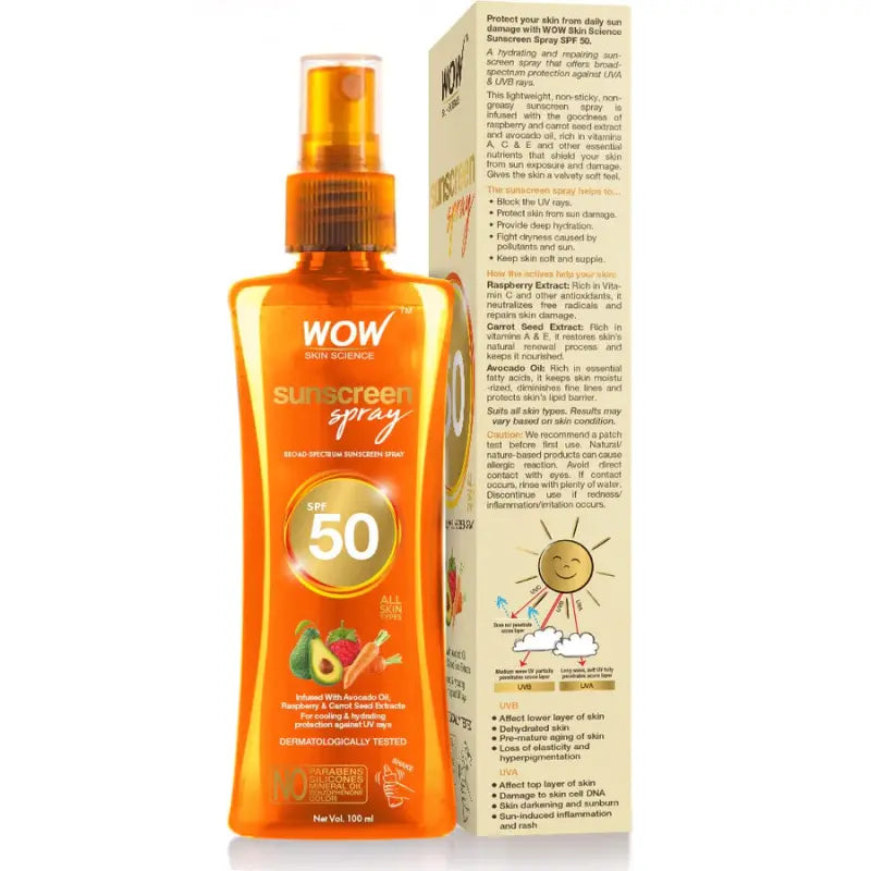 Wow Skin Science Uv Water Transparent Sunscreen Spray Spf 50 (100 Ml)-2