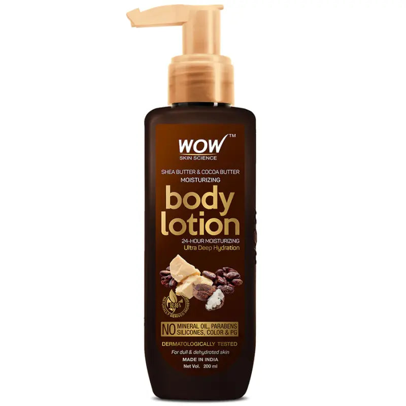 Wow Skin Science Shea Butter And Cocoa Butter Moisturizing Body Lotion (200 Ml)
