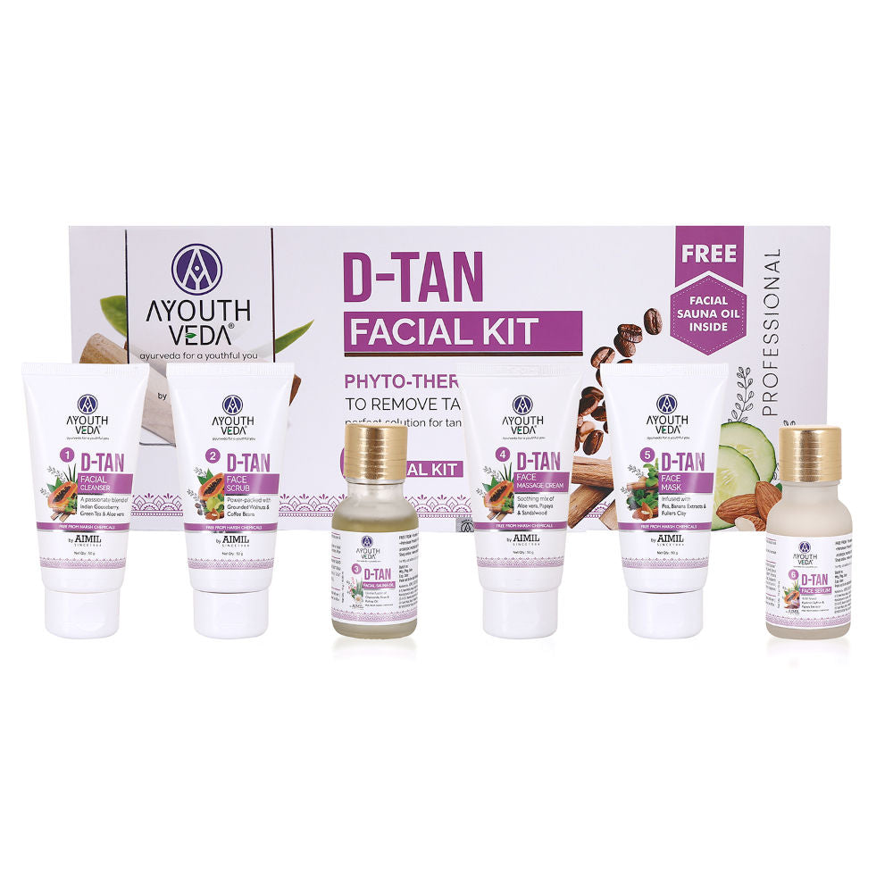 AyouthVeda D-Tan Facial Kit Phyto-Therapy to Remove Tan 6 Step Facial Kit