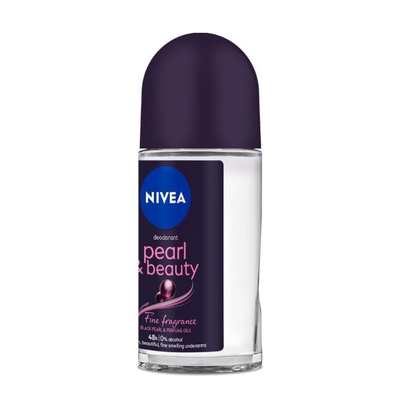 Nivea Pearl & Beauty Fine Fragrance Deo Roll For Women, 48 Hr Odor Protection, 0% Alcohol