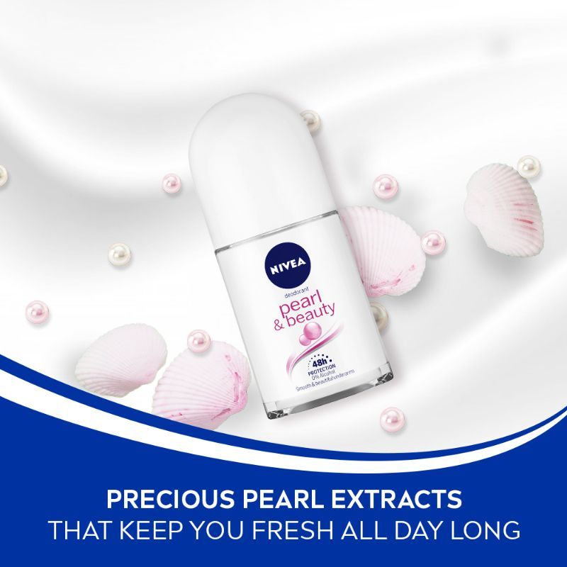 Nivea Women Deodorant Roll On, Pearl & Beauty, for Smooth & Beautiful Underarms, 48h Protection