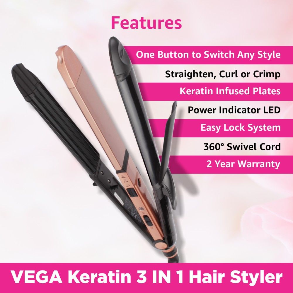 Vega 3-In-1 Keratin Hair Styler (Vhscc-03) - Rose Gold-5