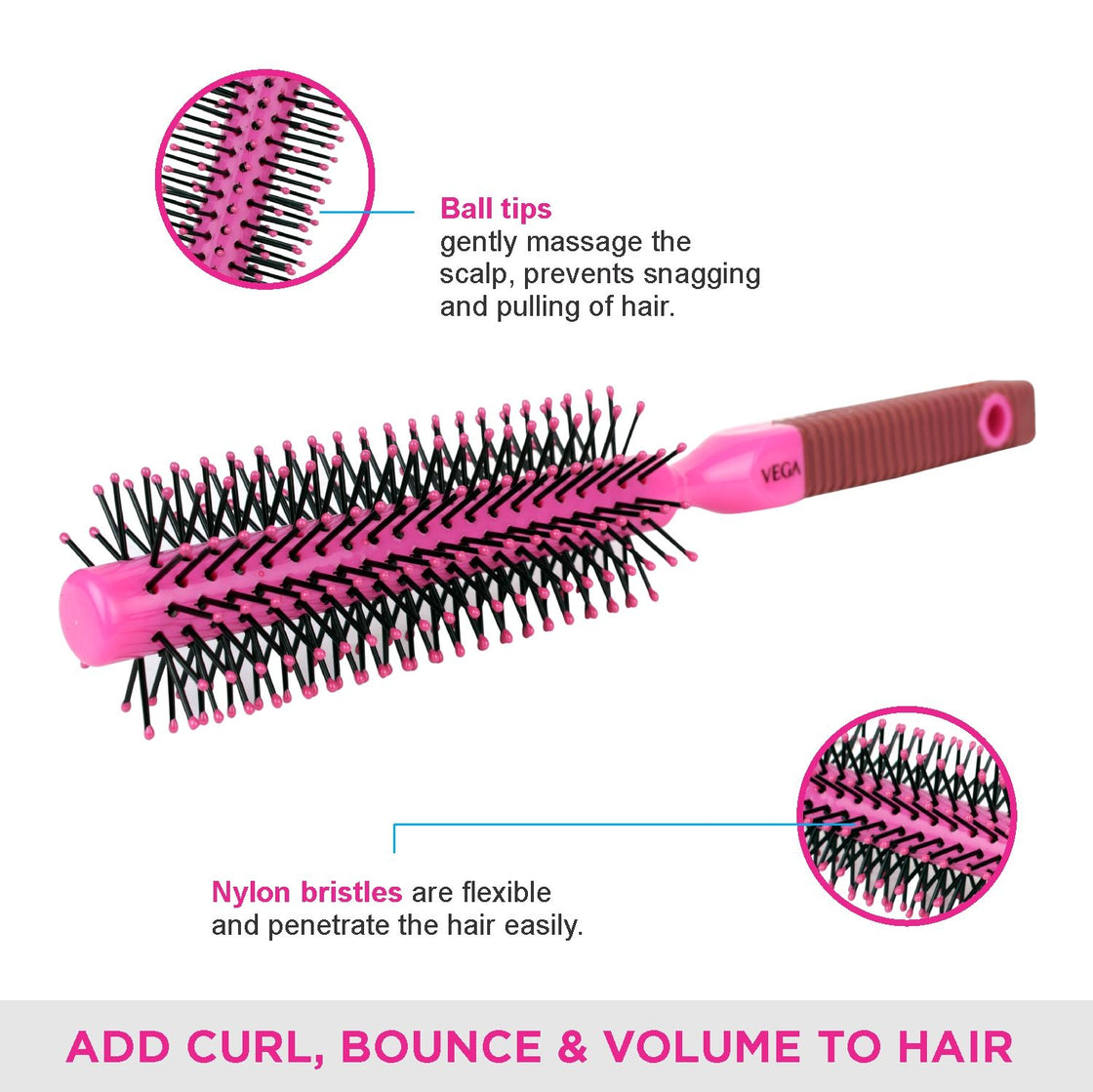 Vega Basic Collection Hair Brush (R1-Rb) (Color May Vary)-4