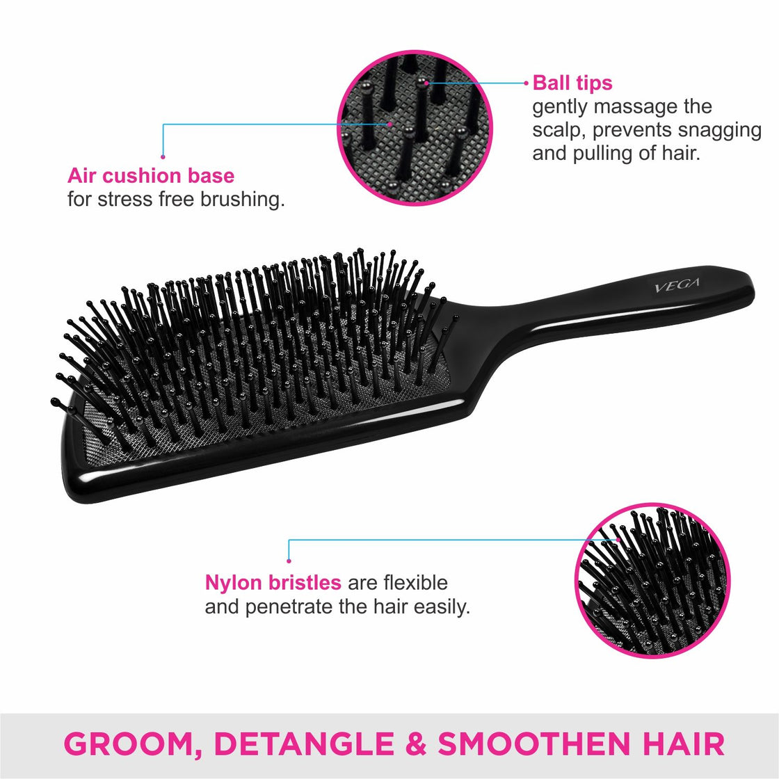 Vega Basic Paddle Hair Brush - 8586-3