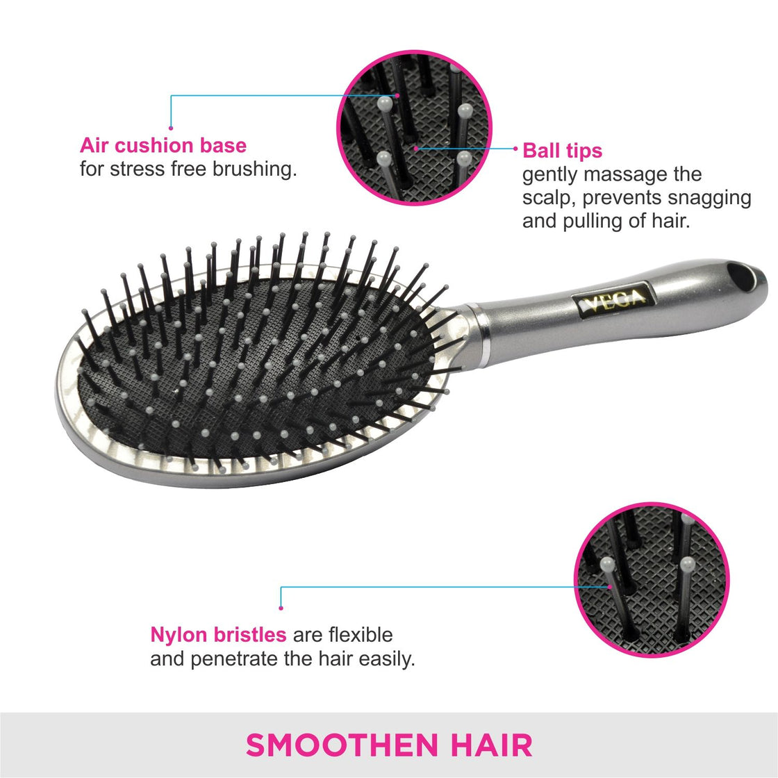 Vega Cushioned Hair Brush (E10-Cb)-4
