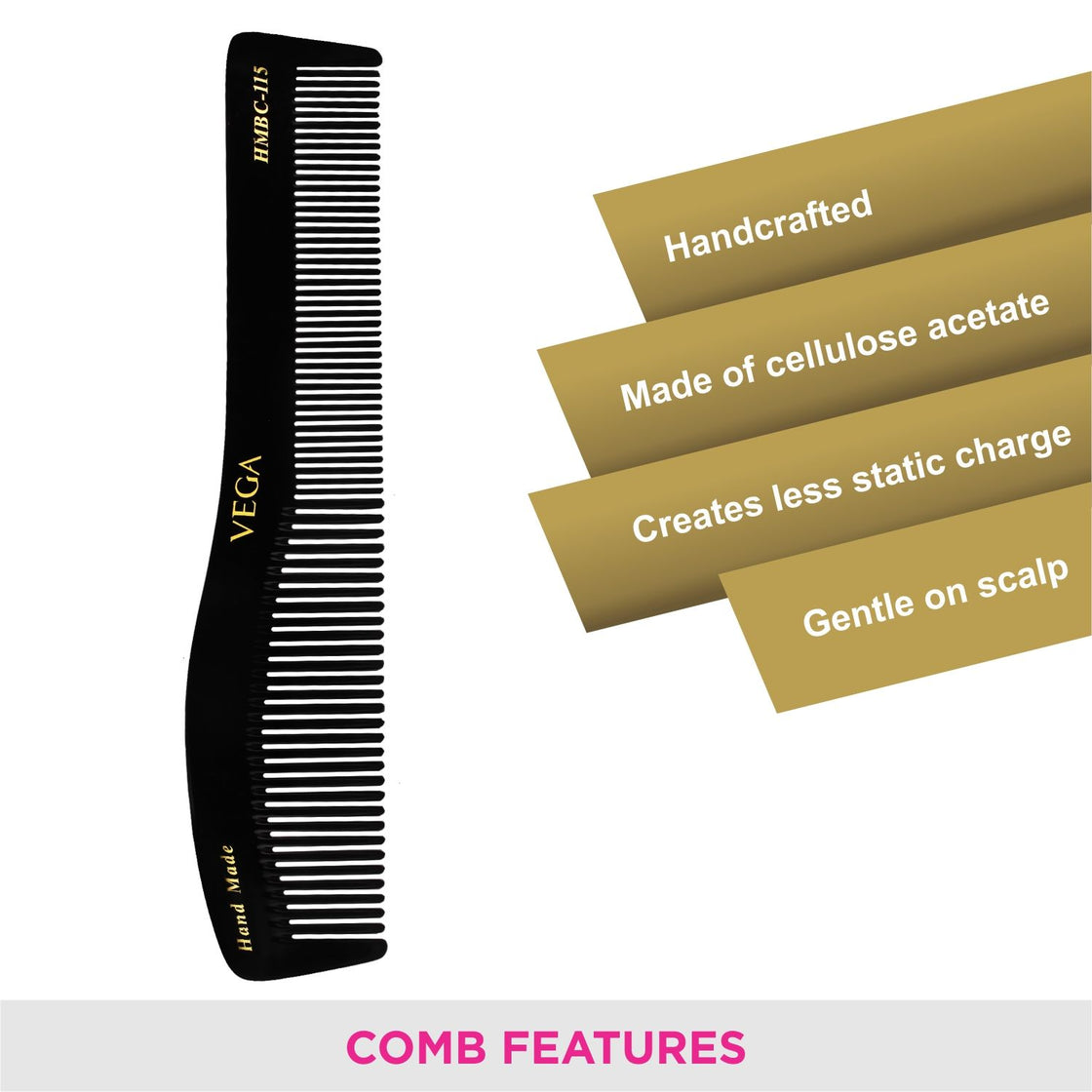 Vega Handcrafted Black Comb (Hmbc-115)-4