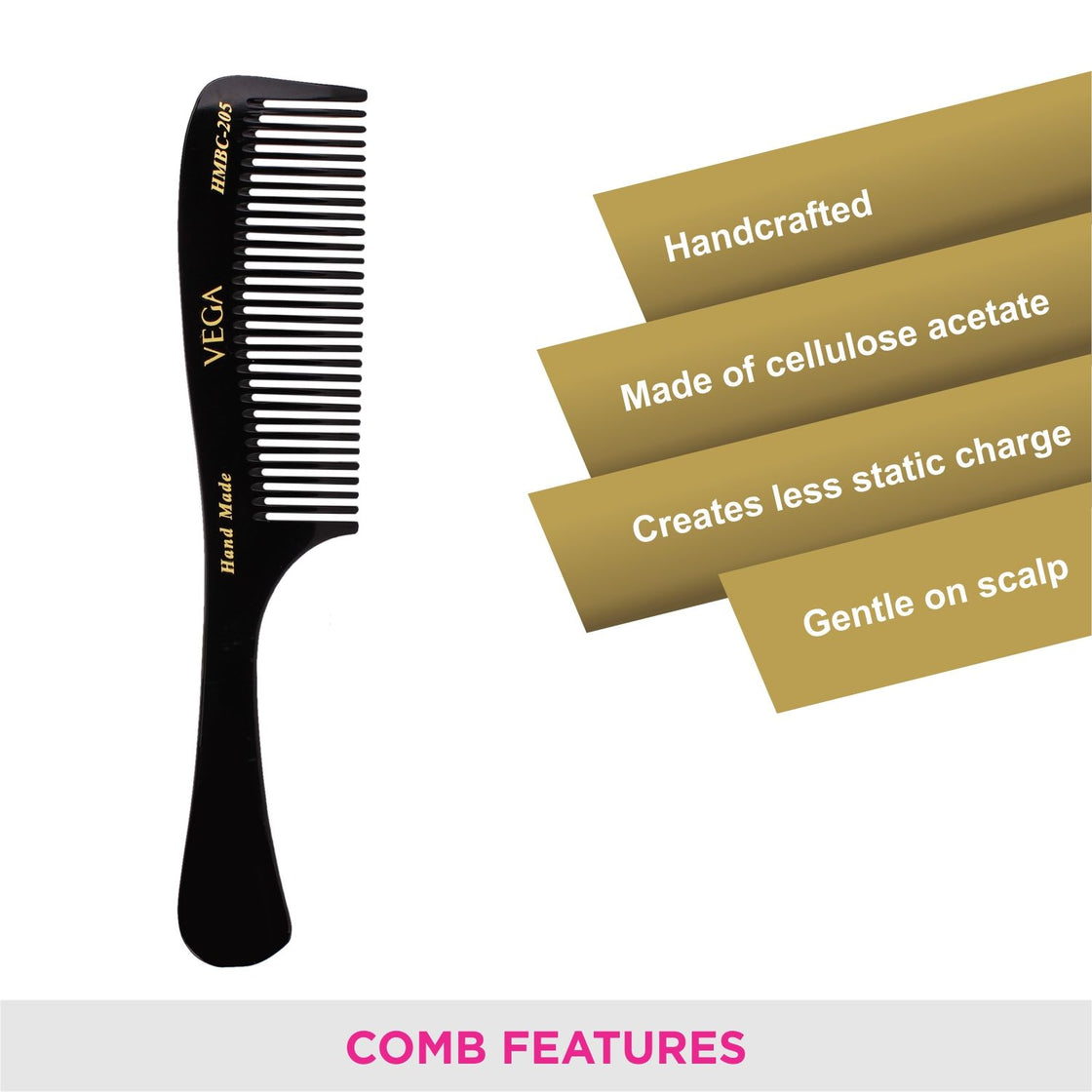 Vega Handcrafted Black Comb (Hmbc-205)-4