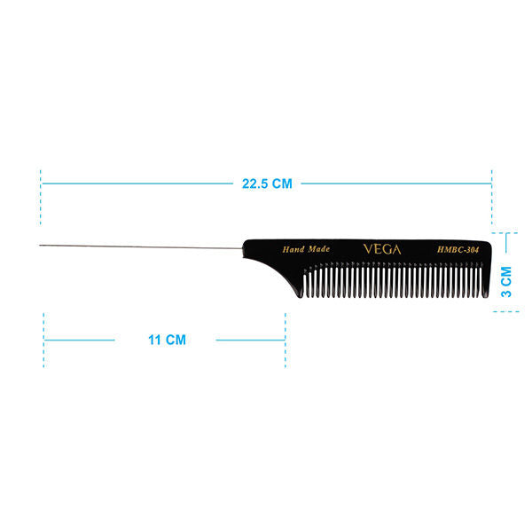 Vega Handcrafted Black Comb (With Steel Pin Hmbc-304)-7