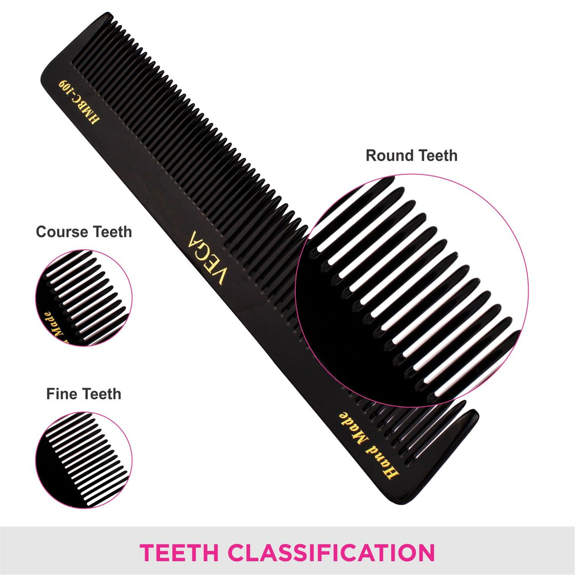 Vega Handcrafted Black Hair Comb (Hmbc-109)-3