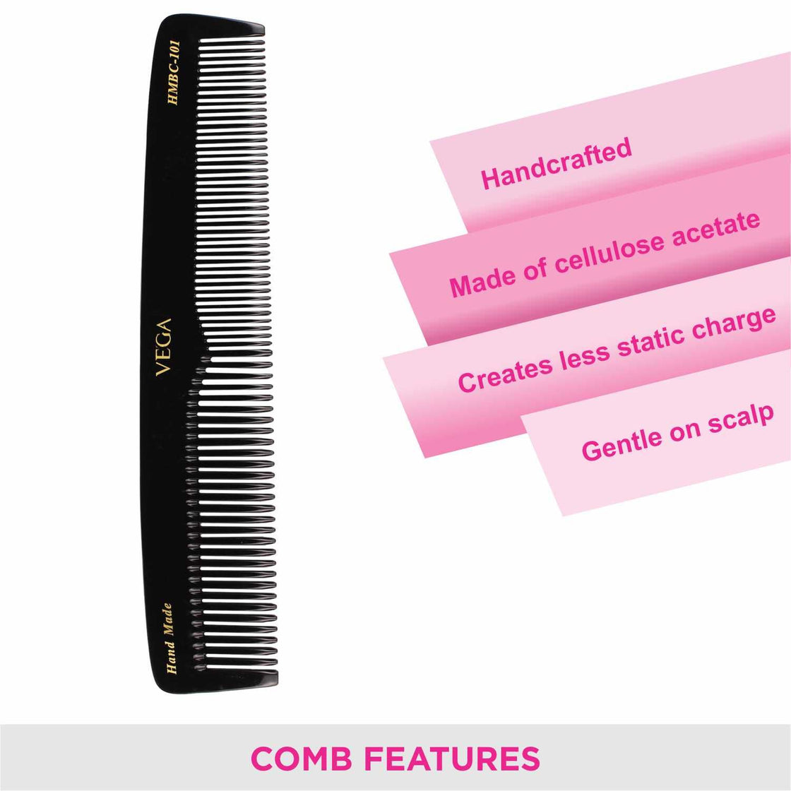 Vega Handcrafted Comb - Black (Hmbc-101)-4