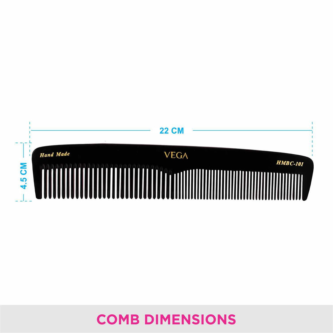 Vega Handcrafted Comb - Black (Hmbc-101)-5