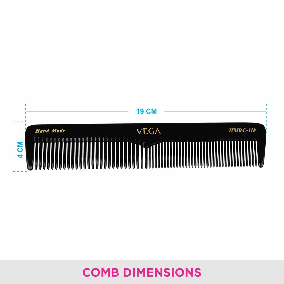 Vega Handcrafted Comb - Black (Hmbc-118)-5
