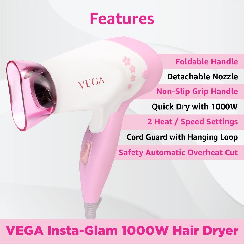 Vega Insta Glam-1000 Hair Dryer (Vhdh-20)-4