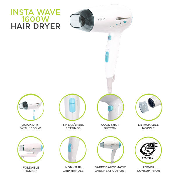 Vega Insta-Wave 1600 Hair Dryer Vhdh-22-7