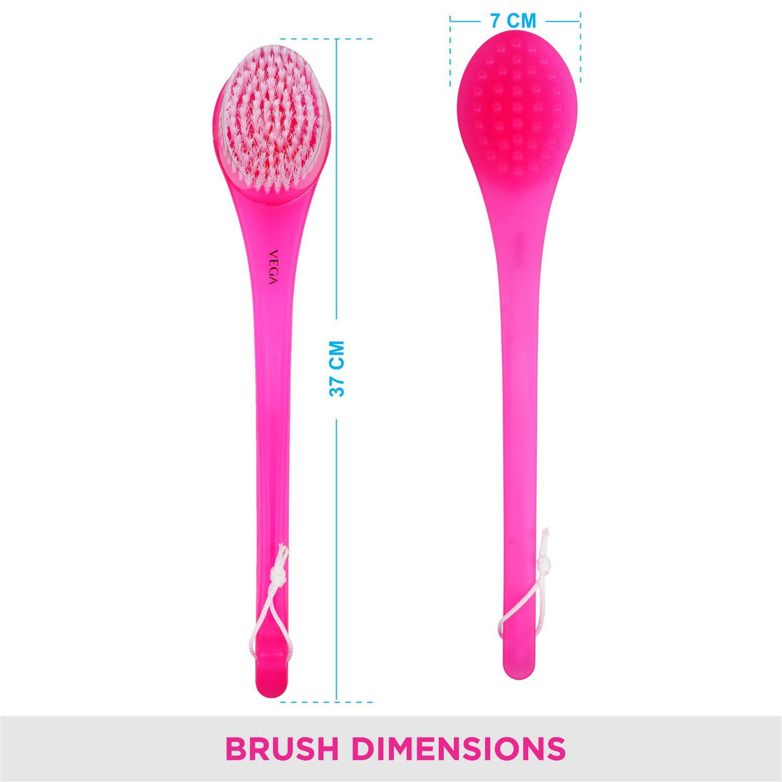 Vega Long Handle Ba-1/7 Bristle Bath Brush (Color May Vary)-4