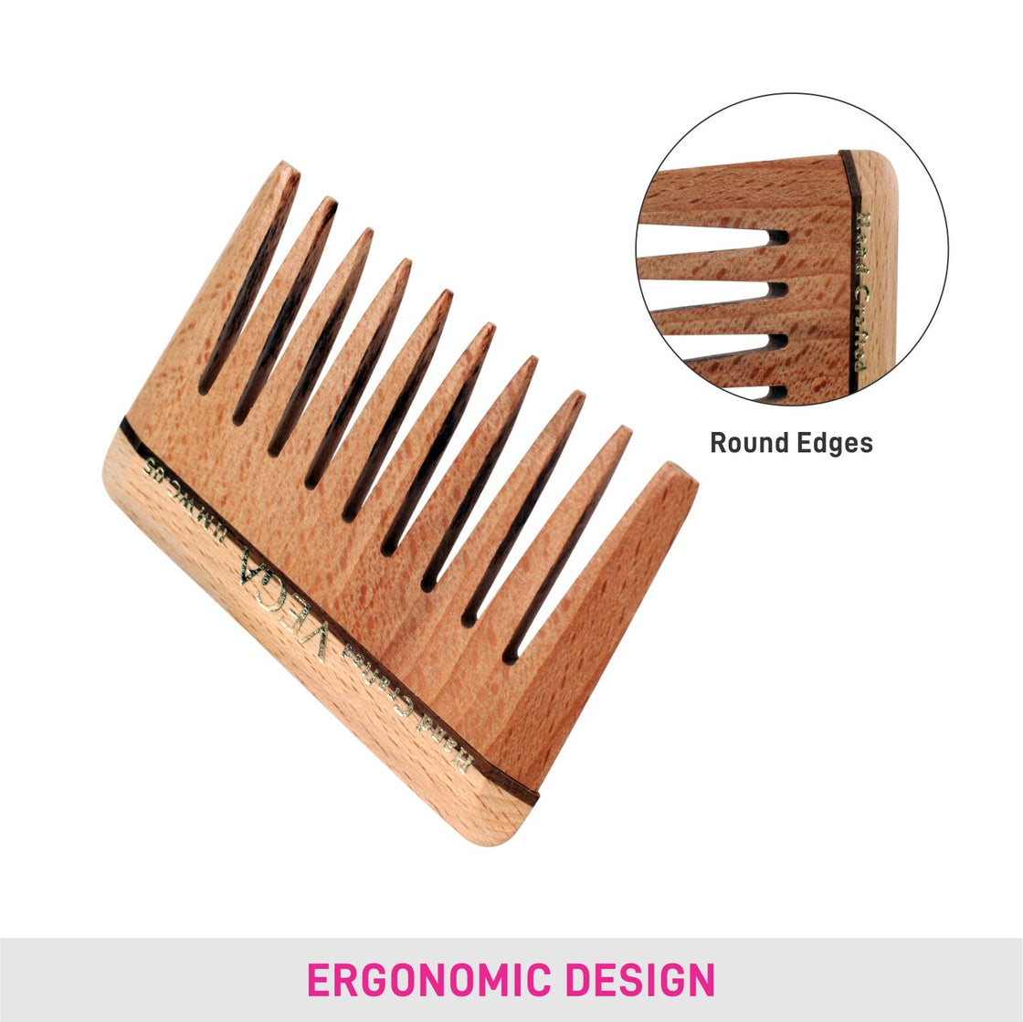 Vega Wide Tooth Wooden Comb (Hmwc-05)-3