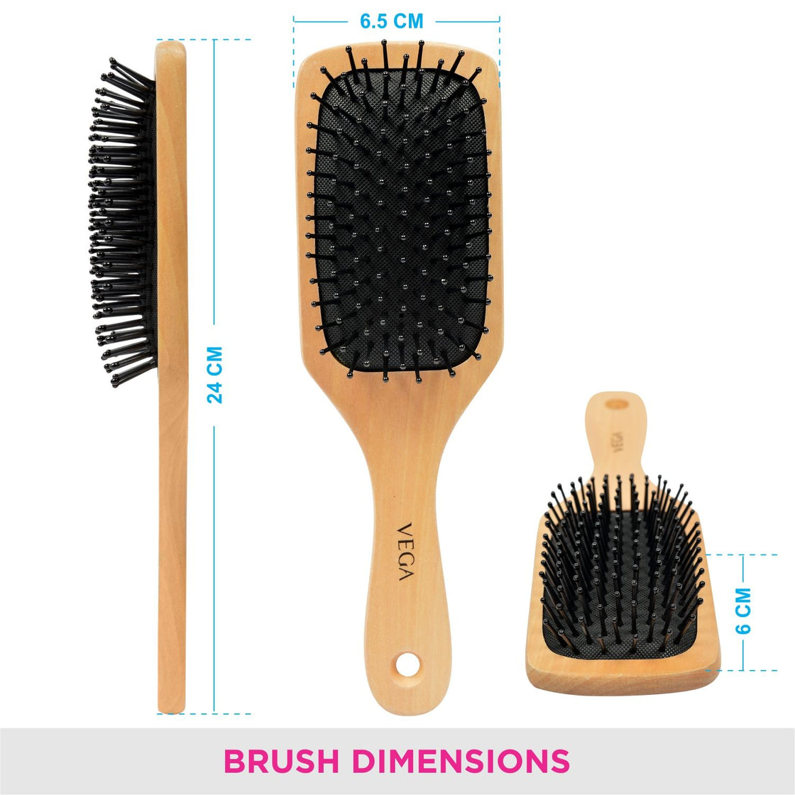 Vega Wooden Bristle Paddle Brush - (E2-Pbs)-4