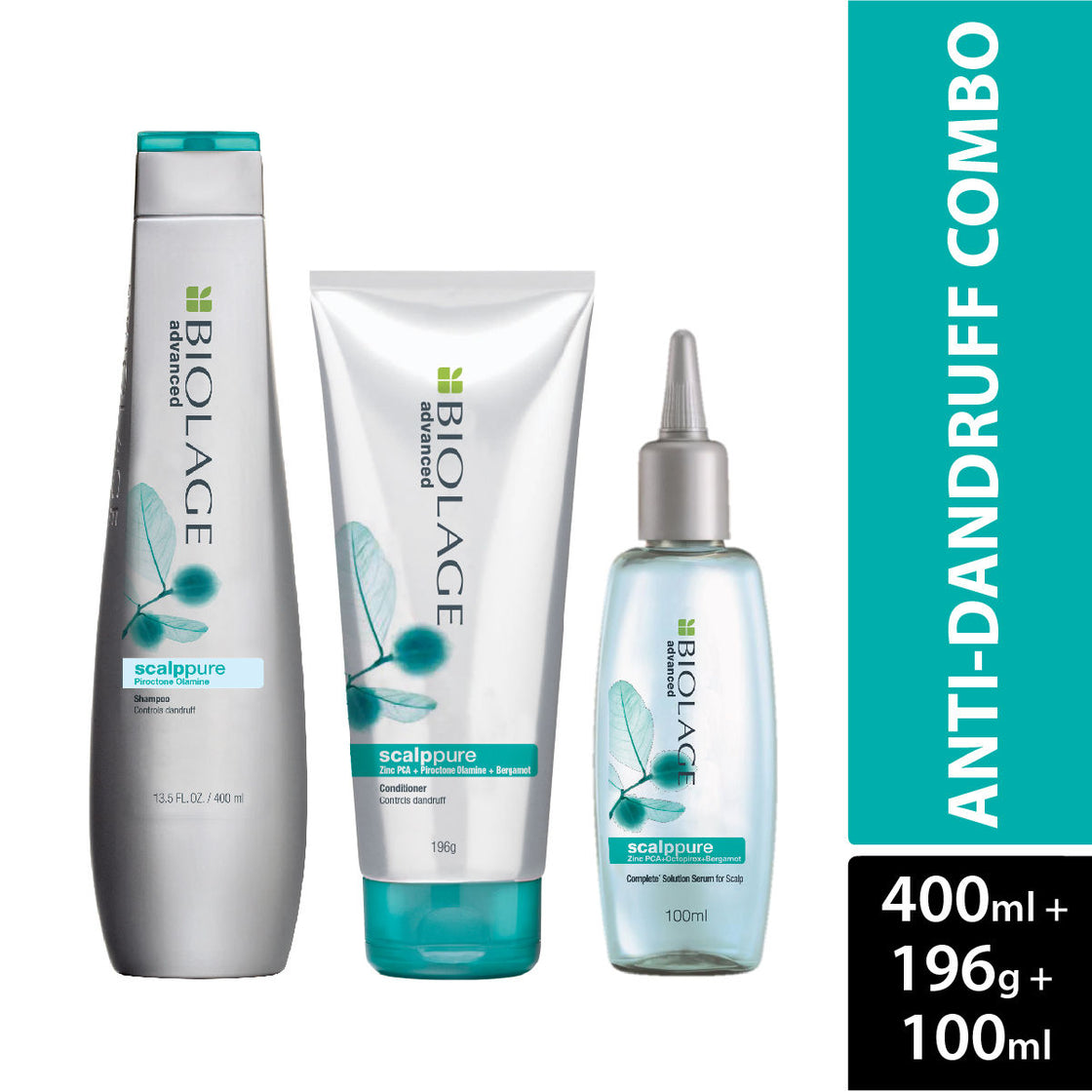 Matrix Biolage Scalppure Shampoo400ML,conditioner196GM & Serum100ML, Anti-dandruff Combo, Relieves Scalp Irritation