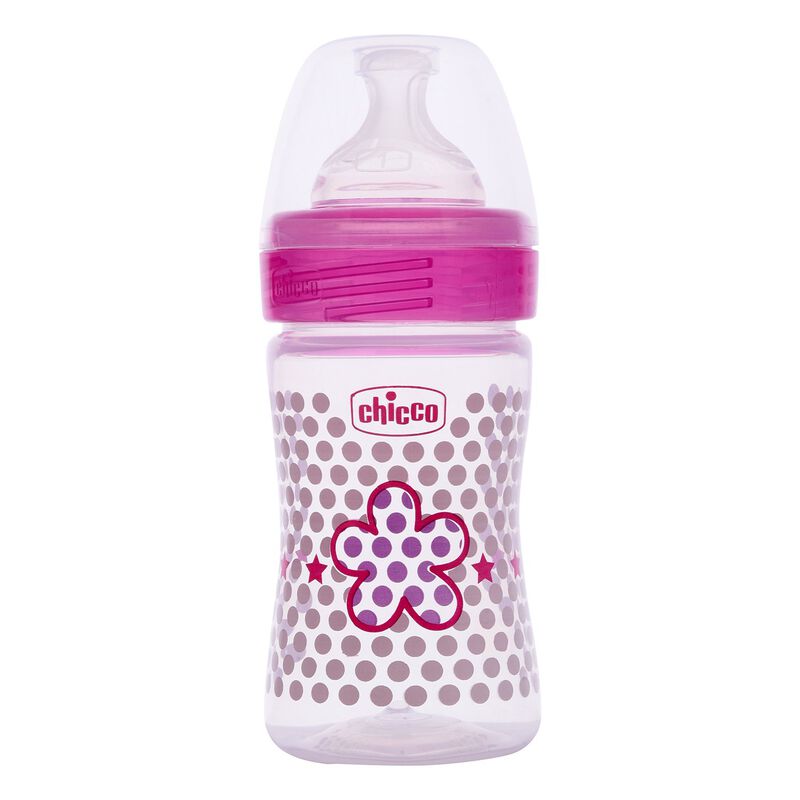 Chicco WellBeing Feeding Bottle (150ml, Slow) (Pink)