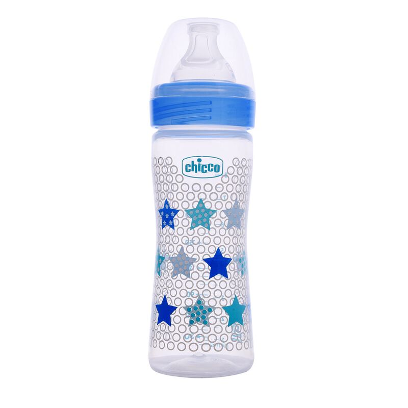 Chicco WellBeing Feeding Bottle (250ml, Medium) (Blue)