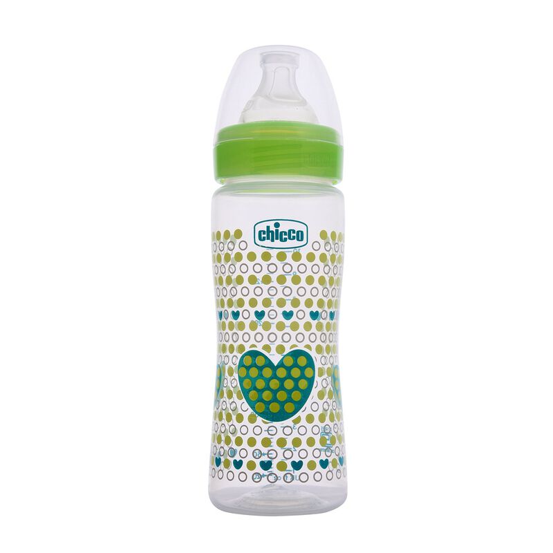 Chicco WellBeing Feeding Bottle (330ml, Fast) (Green)