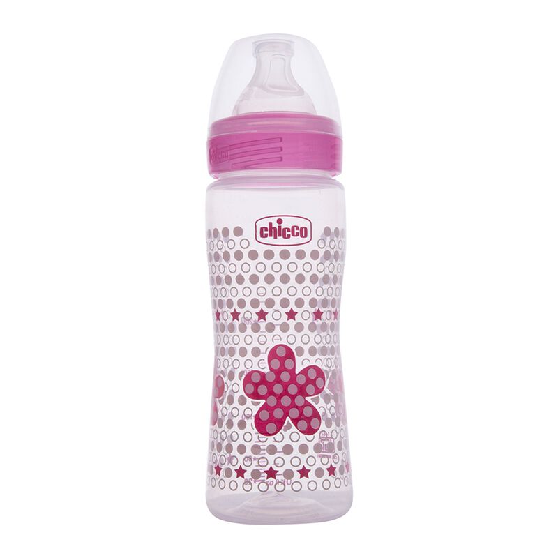 Chicco WellBeing Feeding Bottle (330ml, Fast) (Pink)