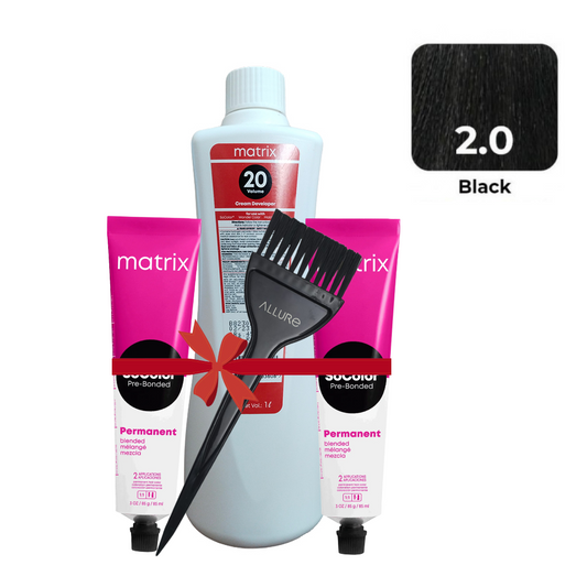 Matrix SOCOLOR 2.0 2NN (Black) 2pcs + Oxydant Cream Developer And Allure Dye Brush HD-01Combo