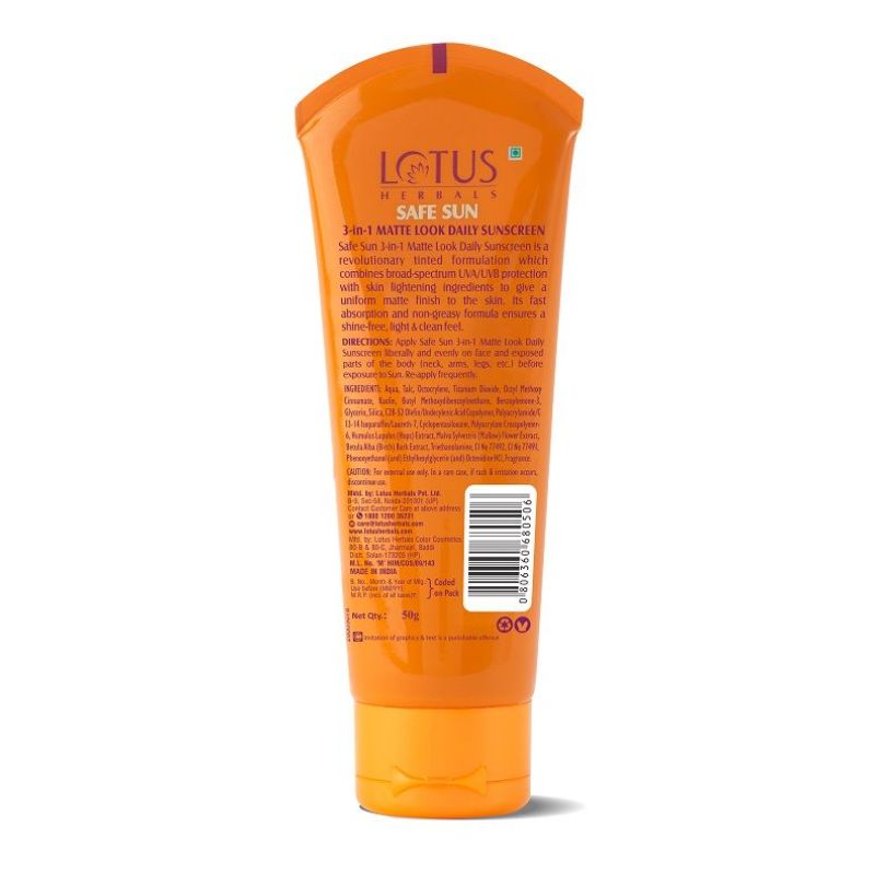 Lotus Herbals Safe Sun 3 In 1 Matte-Look Daily Sunscreen SPF 40 PA+++50g