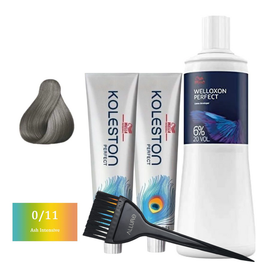 Wella Professionals Koleston Perfect Special Mix - 0/11 Ash Intensive 2pcs + Developer And Allure Dye Brush HD-01 Combo
