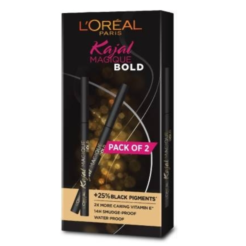 Loreal Paris Kajal Magique Bold pack of 2, 7g  (Black, 7 g)