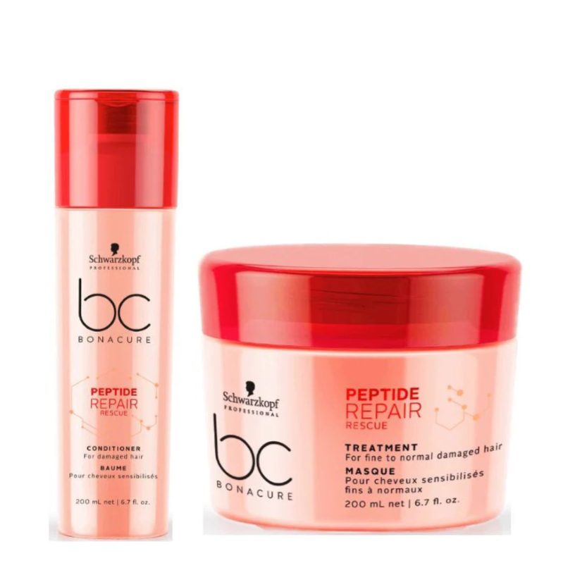 Schwarzkopf Professional Bonacure Peptide Repair Rescue Conditioner and Mask Combo Pack of 2