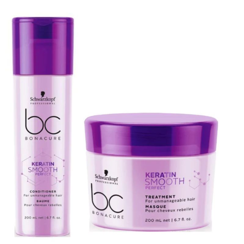 Schwarzkopf Professional Bonacure Keratin Smooth Perfect Conditioner and Mask Combo Pack of 2