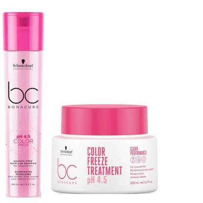 Schwarzkopf Professional Bonacure pH 4.5 Color Freeze Sulfate Free Micellar Shampoo and Mask 250ml Combo Pack of 2