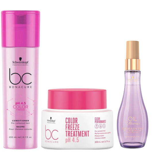 Schwarzkopf Professional Bonacure PH 4.5 Color Freeze Conditioner(200ml) and Mask Oil Ultime Barbary Fig Finishing Oil(100ml) Combo Pack of 3