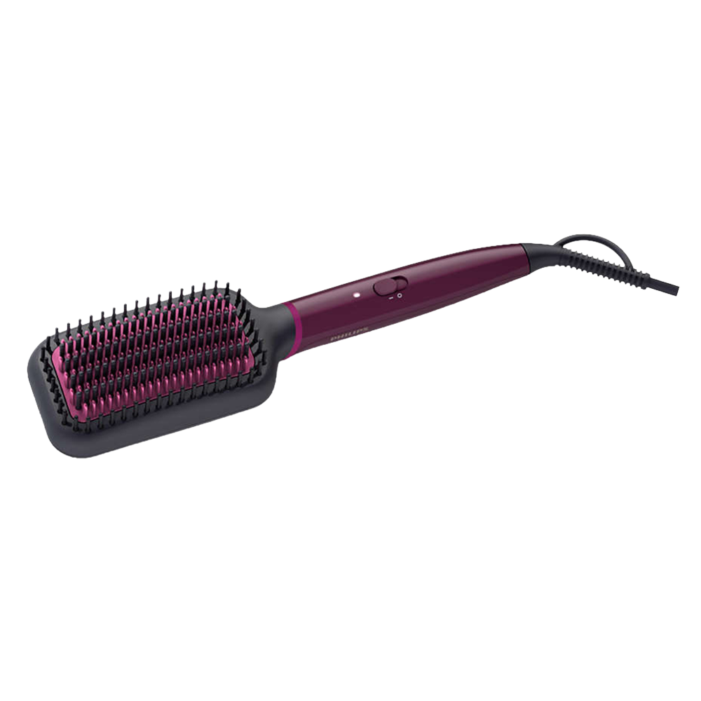Philips Corded Heated Straightening Brush (Keratin Ceramic Coating, Bhh730/00, Black/Dark Wine)