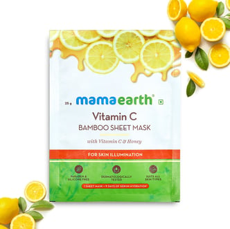 Mamaearth Vitamin C Bamboo Sheet Mask with Vitamin C & Honey for Skin Illumination - 25 g